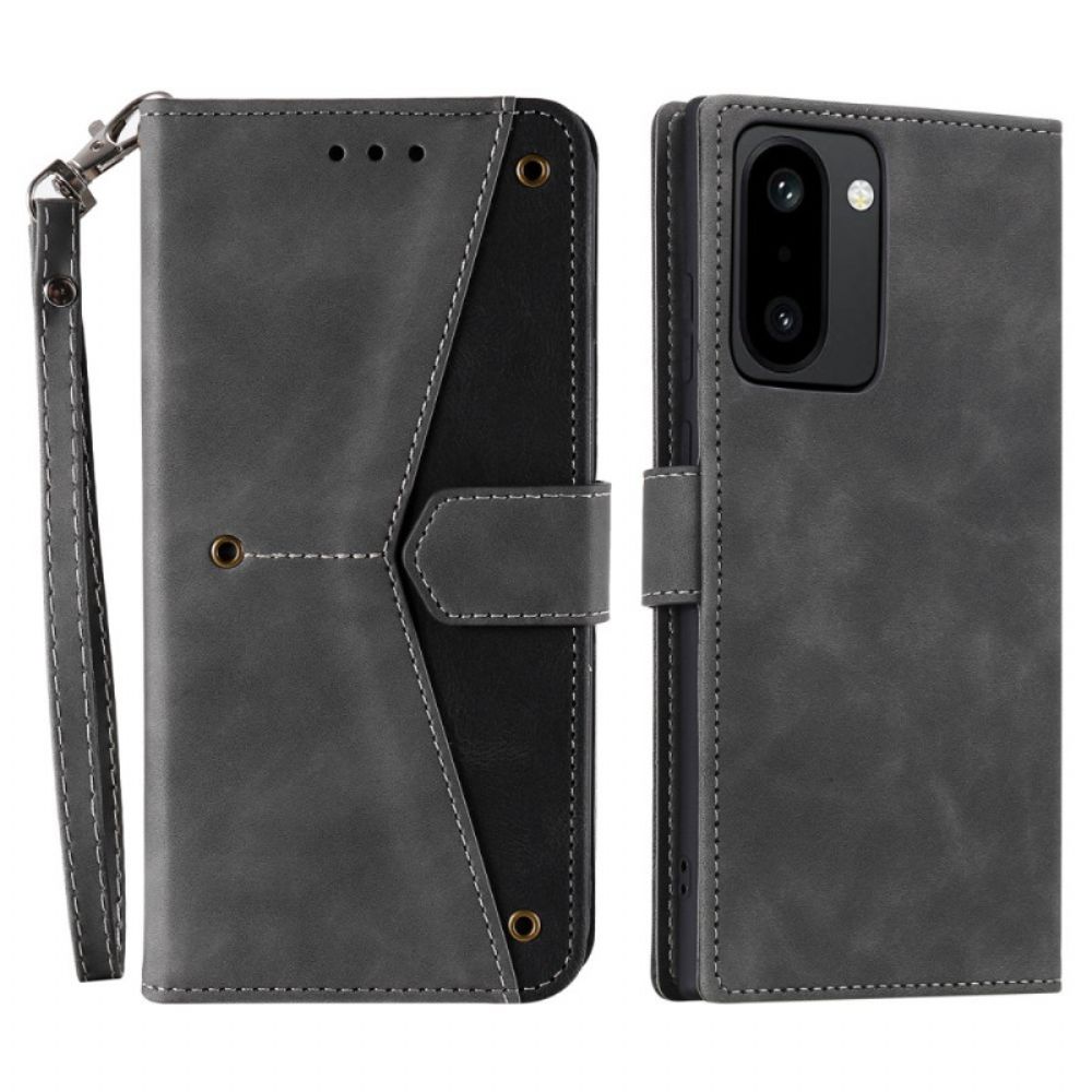 Flip Case Leren Oneplus 15r Portemonnee Met Retro Bandje