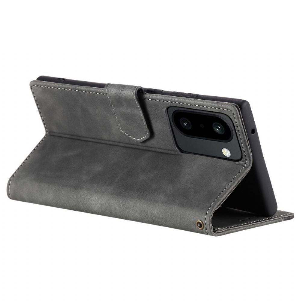 Flip Case Leren Oneplus 15r Portemonnee Met Retro Bandje