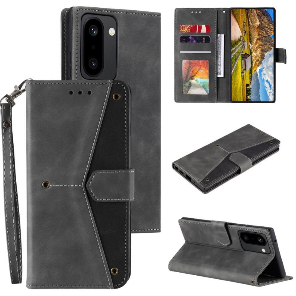 Flip Case Leren Oneplus 15r Portemonnee Met Retro Bandje