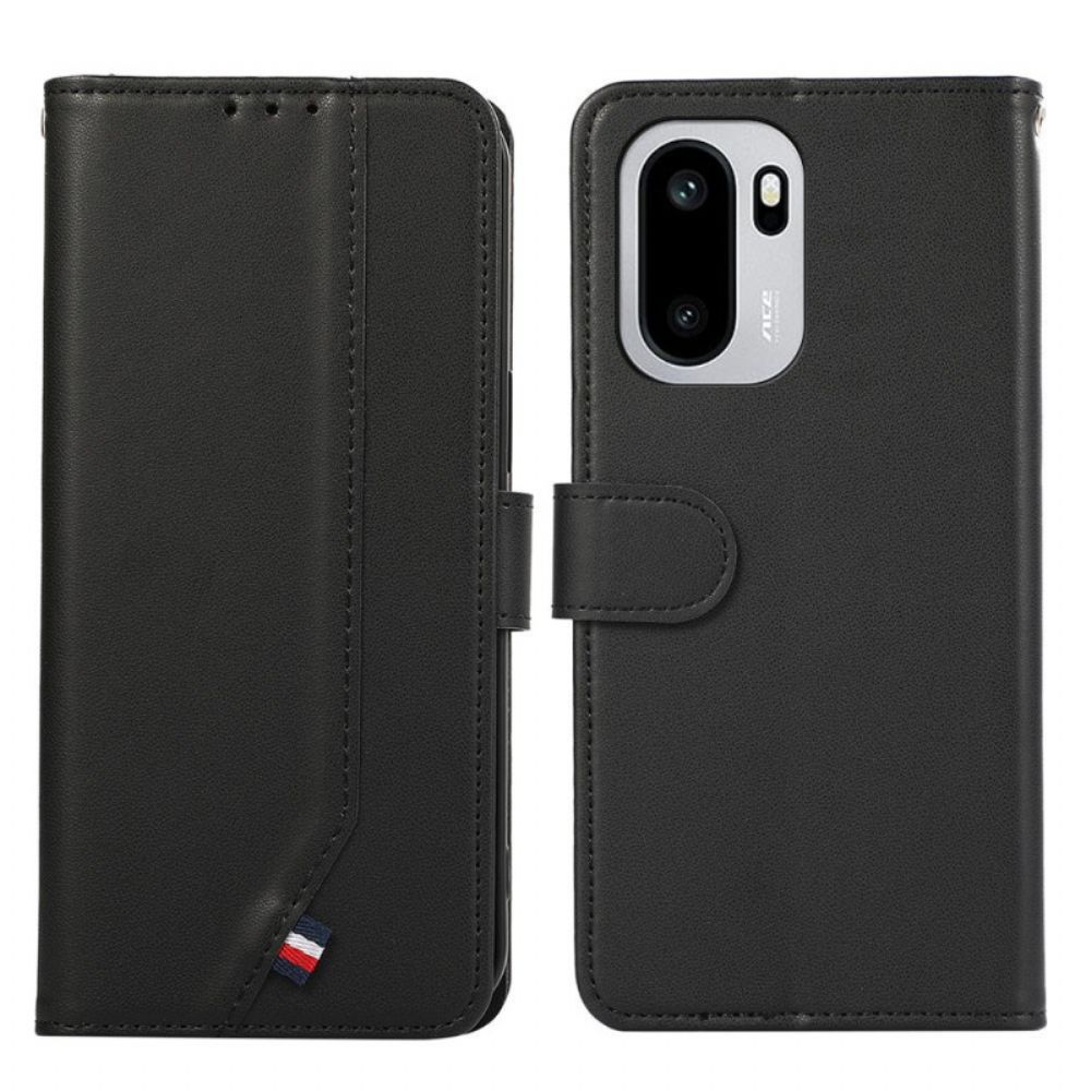 Flip Case Leren Oneplus 15r Rfid-blokkerend En Portemonneefunctie