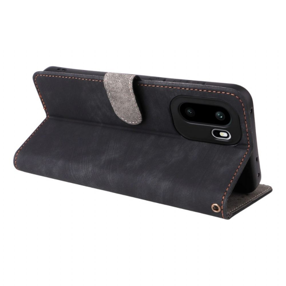 Leren Hoesje Oneplus 15r Rfid-blokkerend Suède-effect Bescherming Hoesje