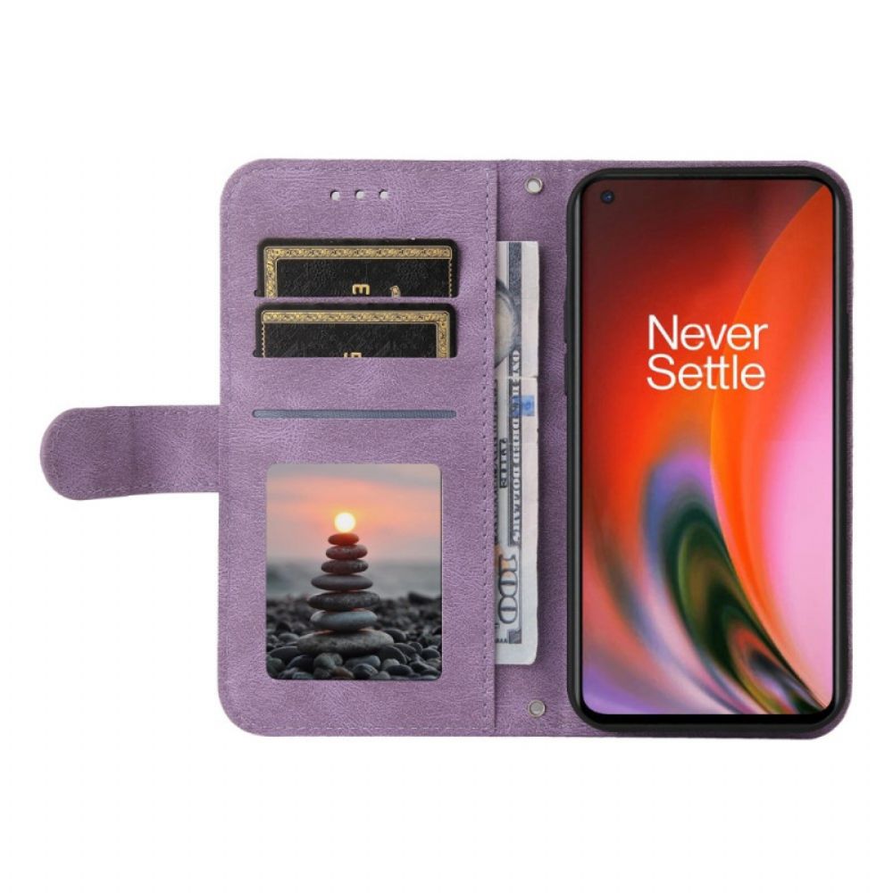 Folio-hoesje voor OnePlus Nord 2 5G Faux Lederen Klinknagel En Riem
