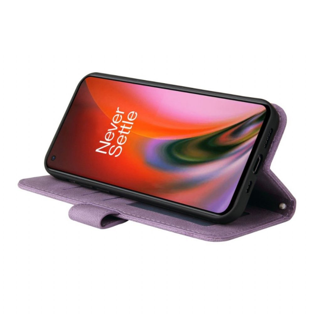 Folio-hoesje voor OnePlus Nord 2 5G Faux Lederen Klinknagel En Riem