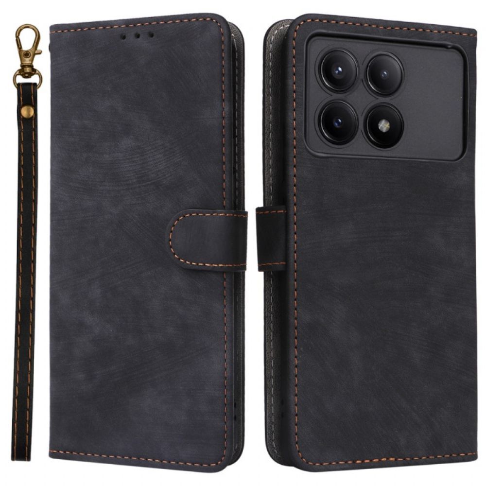 Folio-hoesje Poco X6 Pro 5g Telefoonhoesje Rfid-bescherming En Draagkoord Met Suède-effect