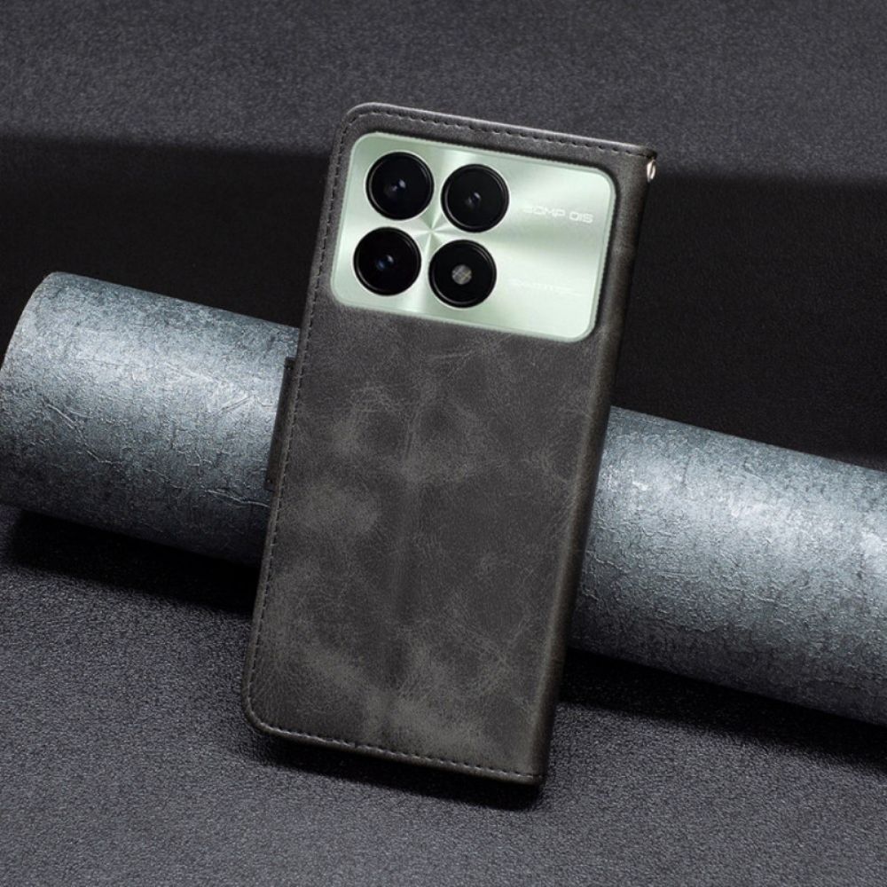 Leren Hoesje Poco X6 Pro 5g Glad Kunstleer Met Riem Bescherming Hoesje