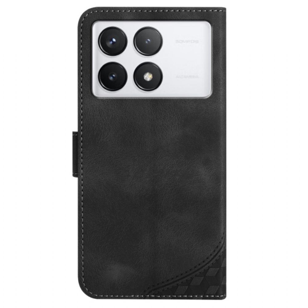 Leren Hoesje Poco X6 Pro 5g Grafisch Sleutelkoord Met Olifantenkop Bescherming Hoesje