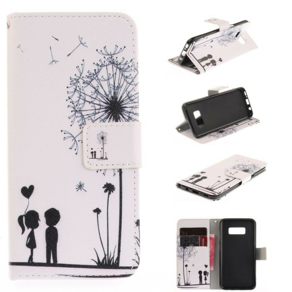 Leren Hoesje voor Samsung Galaxy S8 Liefde Paardebloem