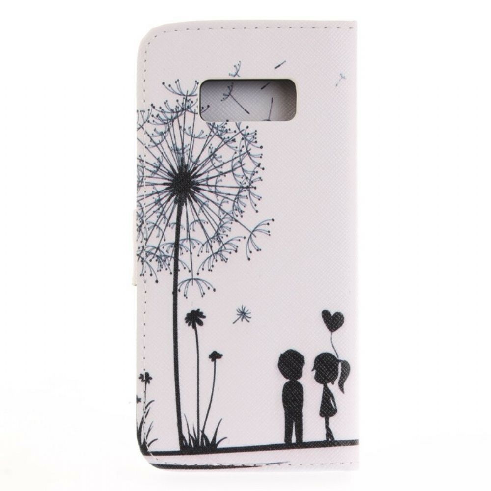 Leren Hoesje voor Samsung Galaxy S8 Liefde Paardebloem