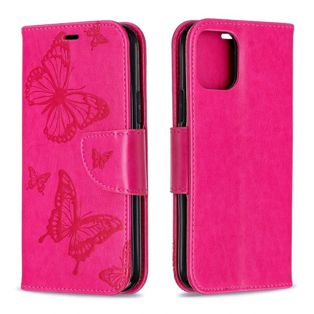 Folio-hoesje voor iPhone 11 Pro Met Ketting Bandje Met Vlinderprint