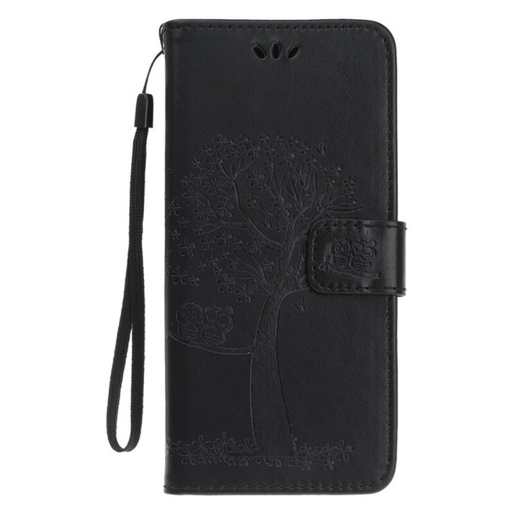 Folio-hoesje voor iPhone 11 Pro Met Ketting Boom En Uilen Met Bandjes