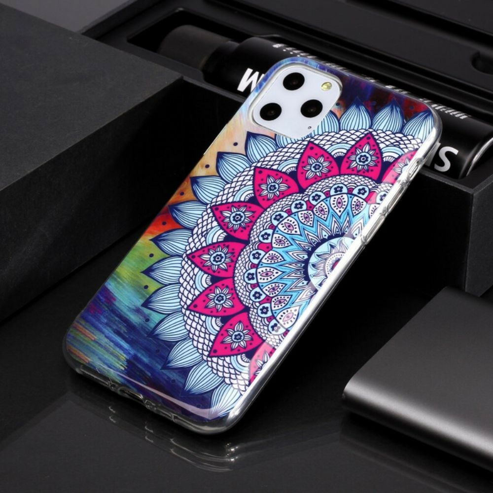 Hoesje voor iPhone 11 Pro Fluorescerende Kleurrijke Mandala