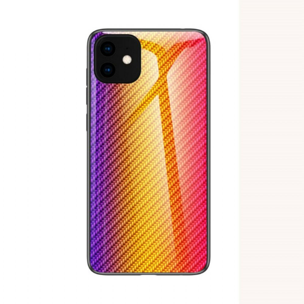 Hoesje voor iPhone 11 Pro Koolstofvezel Gehard Glas