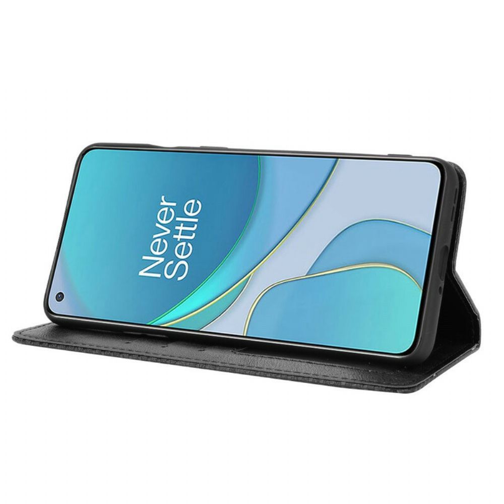 Bescherming Hoesje voor OnePlus 8T Folio-hoesje Vintage Gestileerd Leereffect