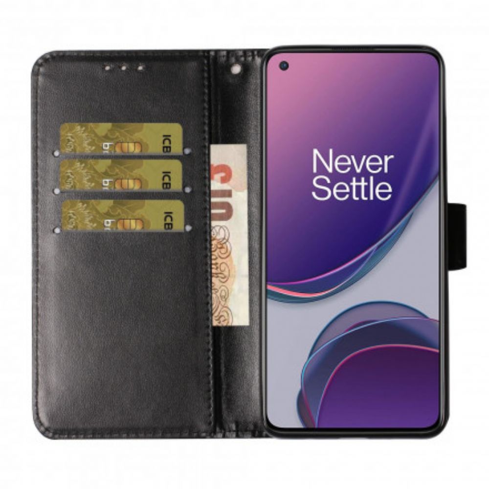 Folio-hoesje voor OnePlus 8T Met Ketting Effen Kleur Serie Band