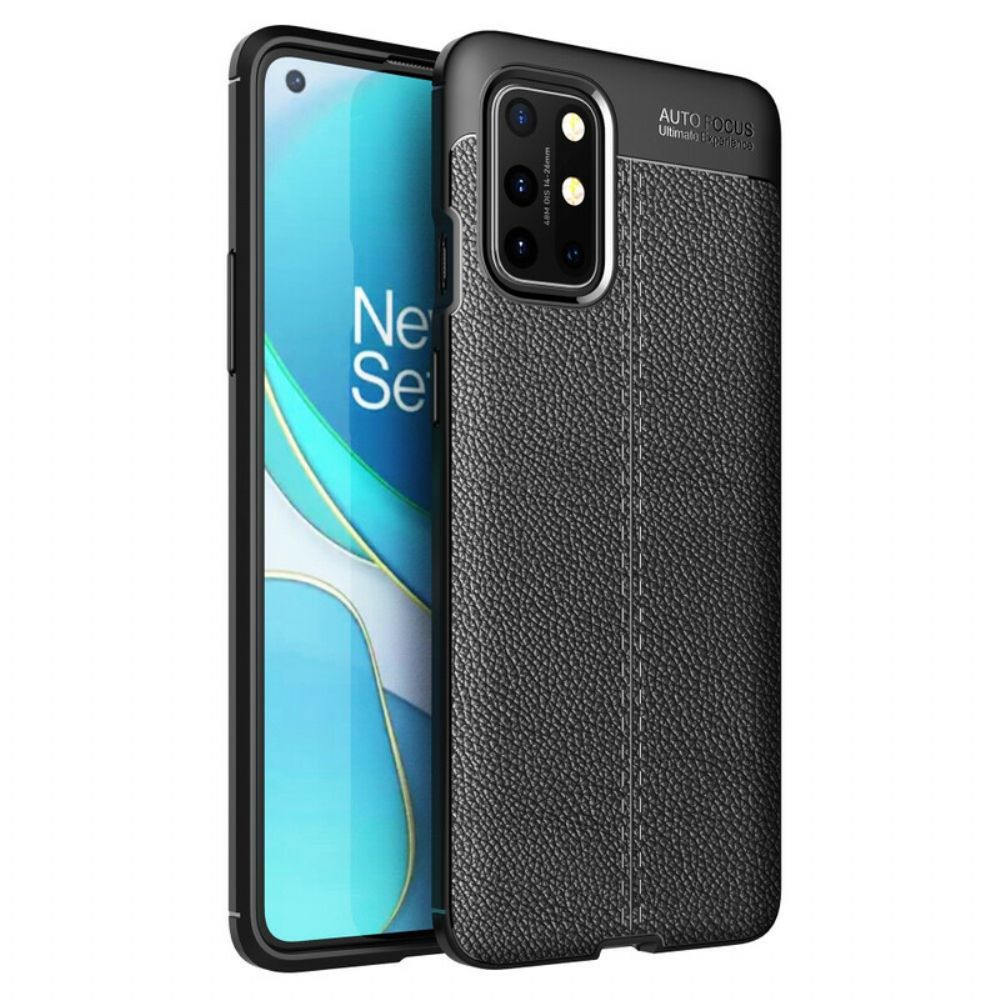 Hoesje voor OnePlus 8T Dubbele Lijn Litchi Leder Effect