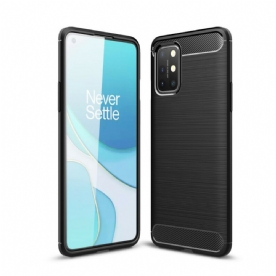 Hoesje voor OnePlus 8T Geborstelde Koolstofvezel