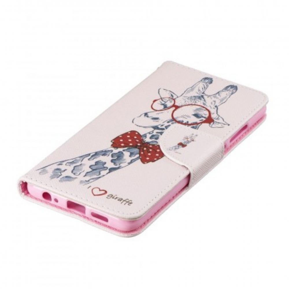 Leren Hoesje voor Huawei P30 Nerdy Giraf