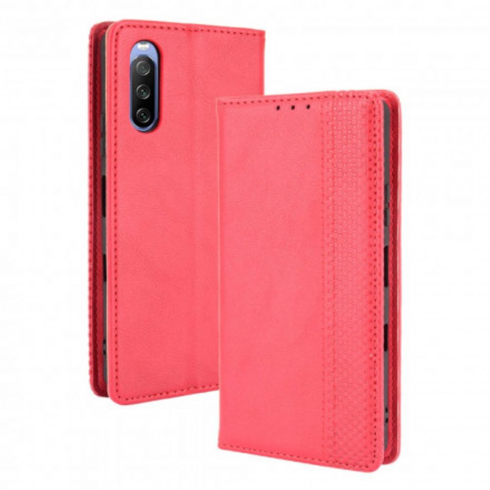 Bescherming Hoesje voor Sony Xperia 10 III Folio-hoesje Vintage Gestileerd Leereffect