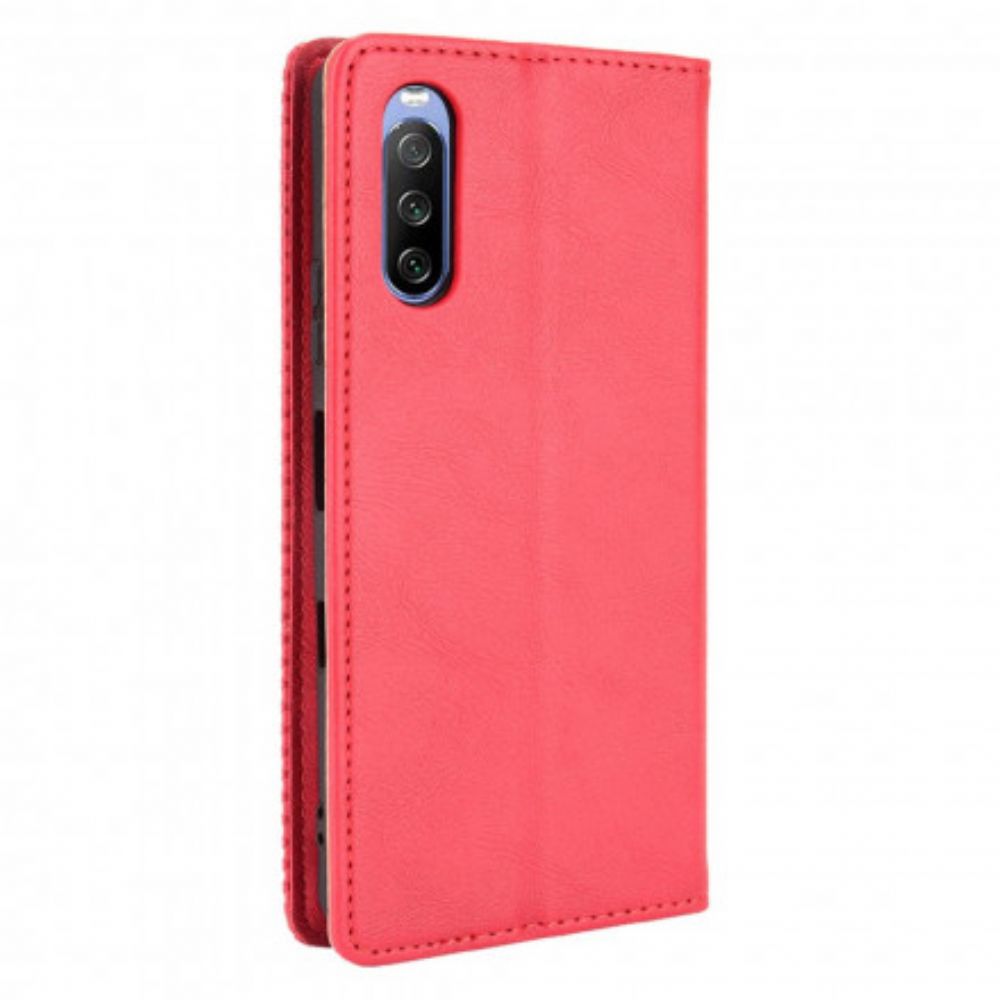 Bescherming Hoesje voor Sony Xperia 10 III Folio-hoesje Vintage Gestileerd Leereffect