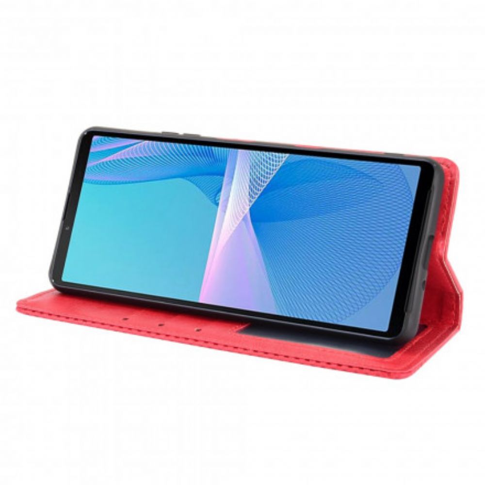 Bescherming Hoesje voor Sony Xperia 10 III Folio-hoesje Vintage Gestileerd Leereffect