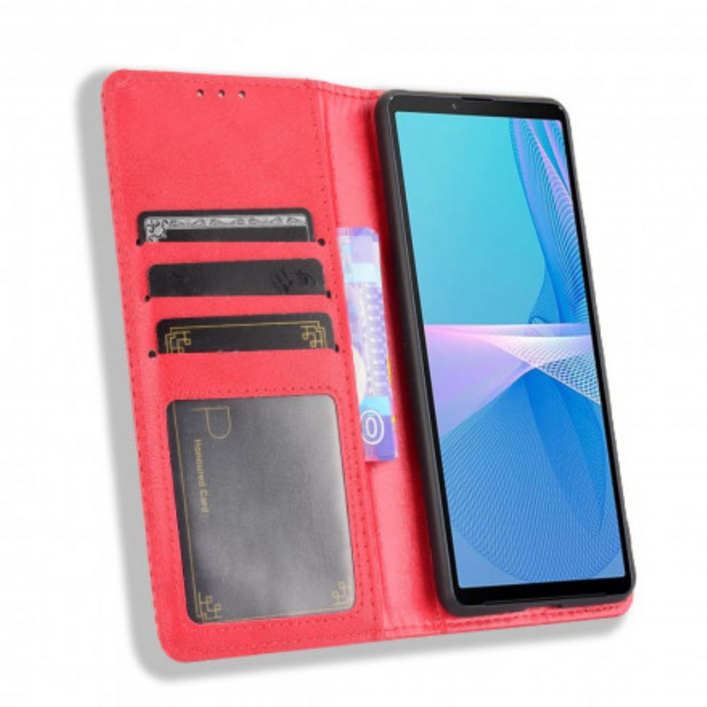 Bescherming Hoesje voor Sony Xperia 10 III Folio-hoesje Vintage Gestileerd Leereffect