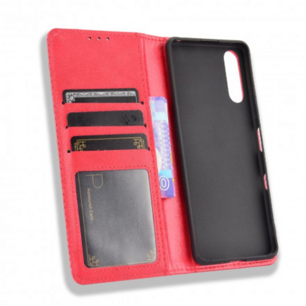 Bescherming Hoesje voor Sony Xperia 10 III Folio-hoesje Vintage Gestileerd Leereffect