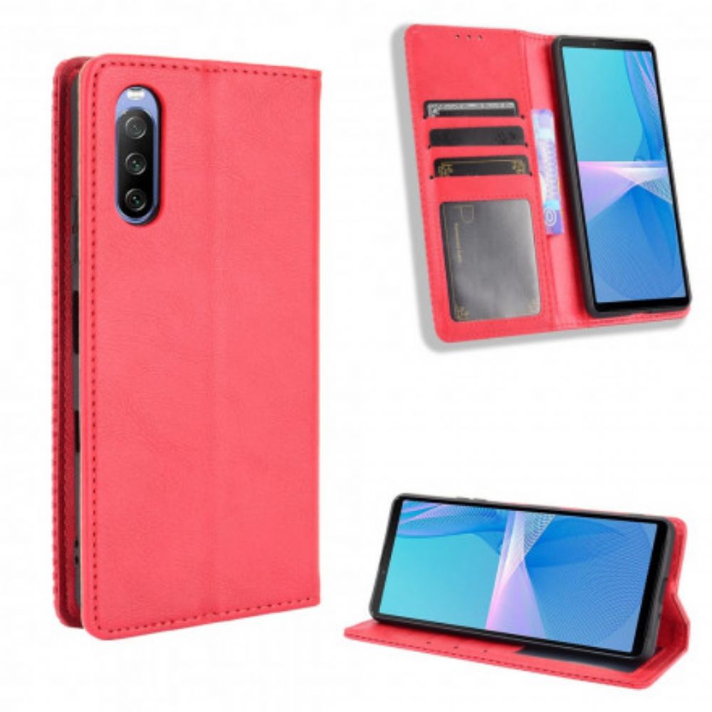Bescherming Hoesje voor Sony Xperia 10 III Folio-hoesje Vintage Gestileerd Leereffect