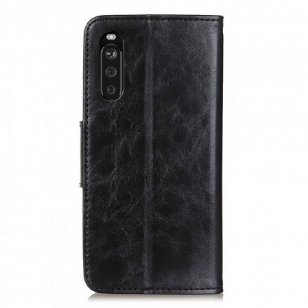 Folio-hoesje voor Sony Xperia 10 III Gespleten Lederen Omkeerbare Sluiting