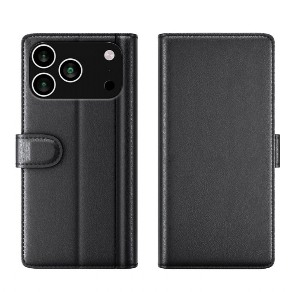 Bescherming Hoesje iPhone 17 Pro Max Portemonnee Van Echt Leer