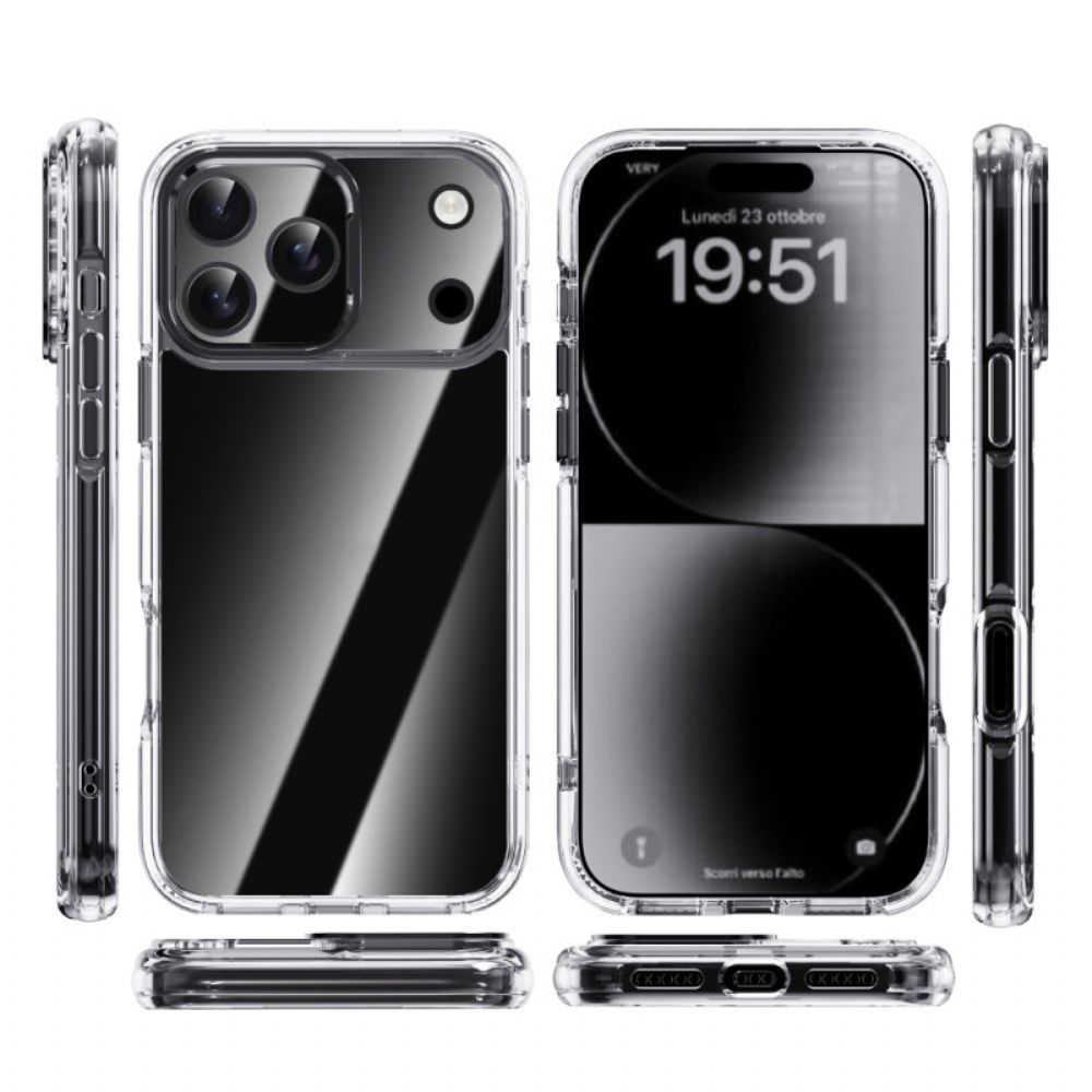 Case Hoesje iPhone 17 Pro Max Telefoonhoesje Ipaky Transparant Metalen Lensframe
