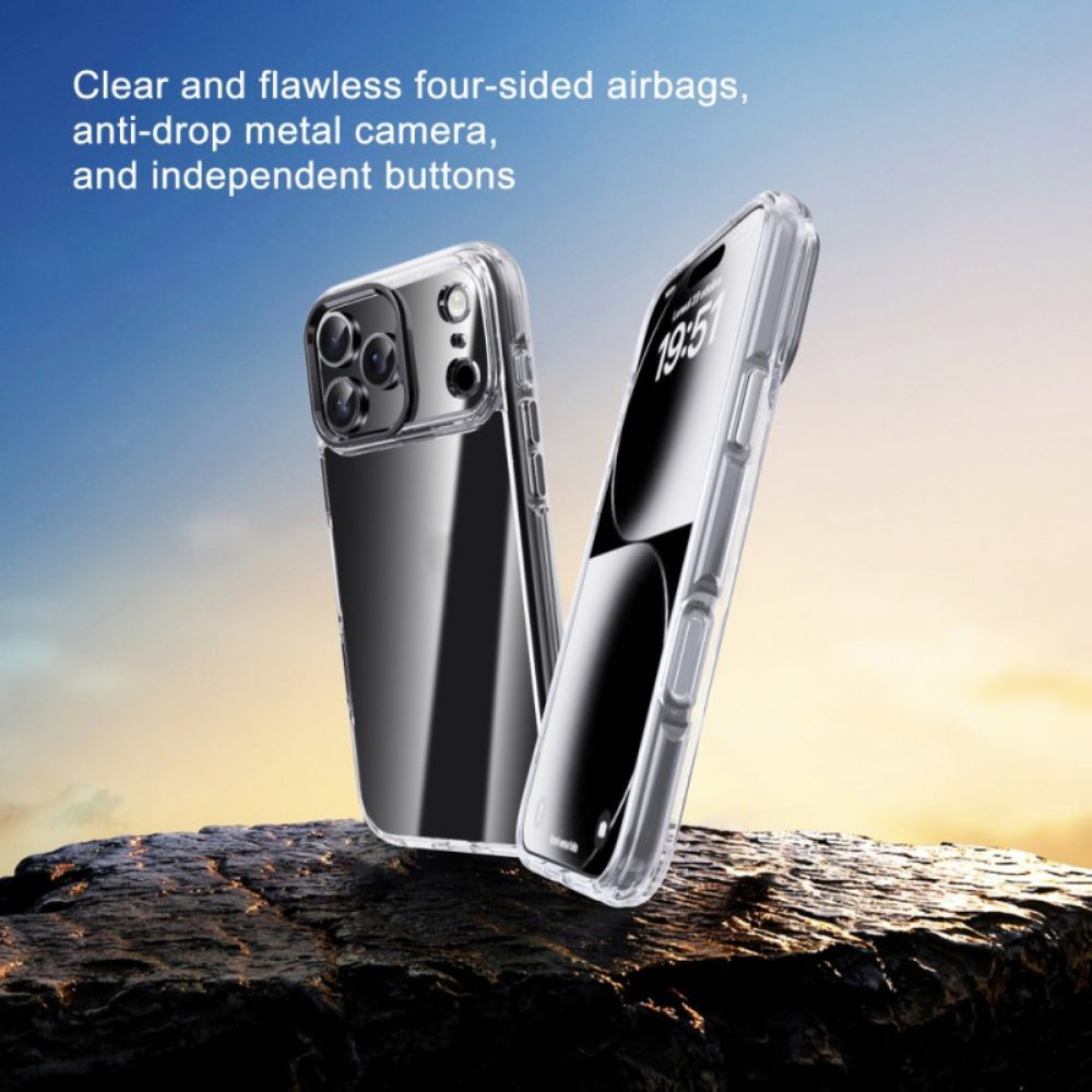 Case Hoesje iPhone 17 Pro Max Telefoonhoesje Ipaky Transparant Metalen Lensframe