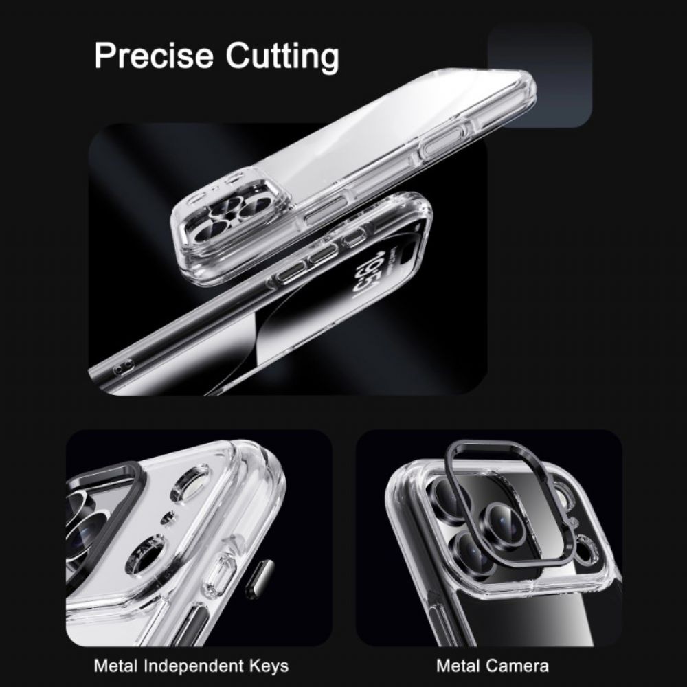 Case Hoesje iPhone 17 Pro Max Telefoonhoesje Ipaky Transparant Metalen Lensframe