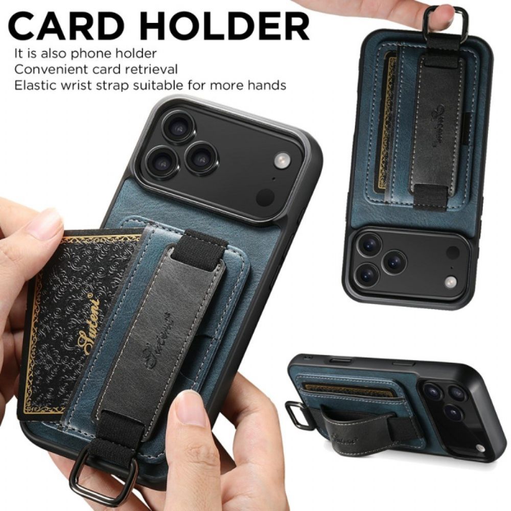 Case Hoesje iPhone 17 Pro Max Telefoonhoesje Suteni Kaarthouder En Band