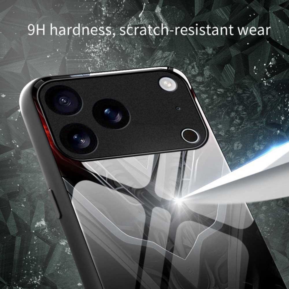 Cover Hoesje iPhone 17 Pro Max Telefoonhoesje Design Van Gehard Glas Zwart
