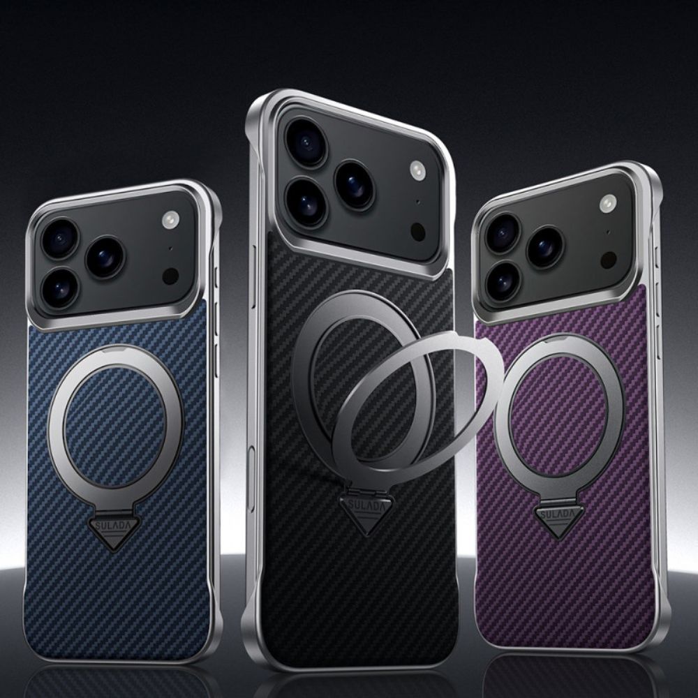 Cover Hoesje iPhone 17 Pro Max Telefoonhoesje Magsafe Carbon Fiber Ring Mount