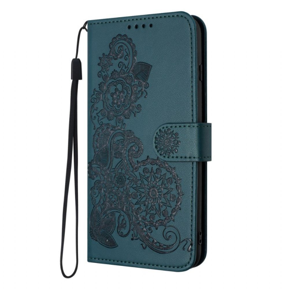 Flip Case Leren iPhone 17 Pro Max Bloemenkant