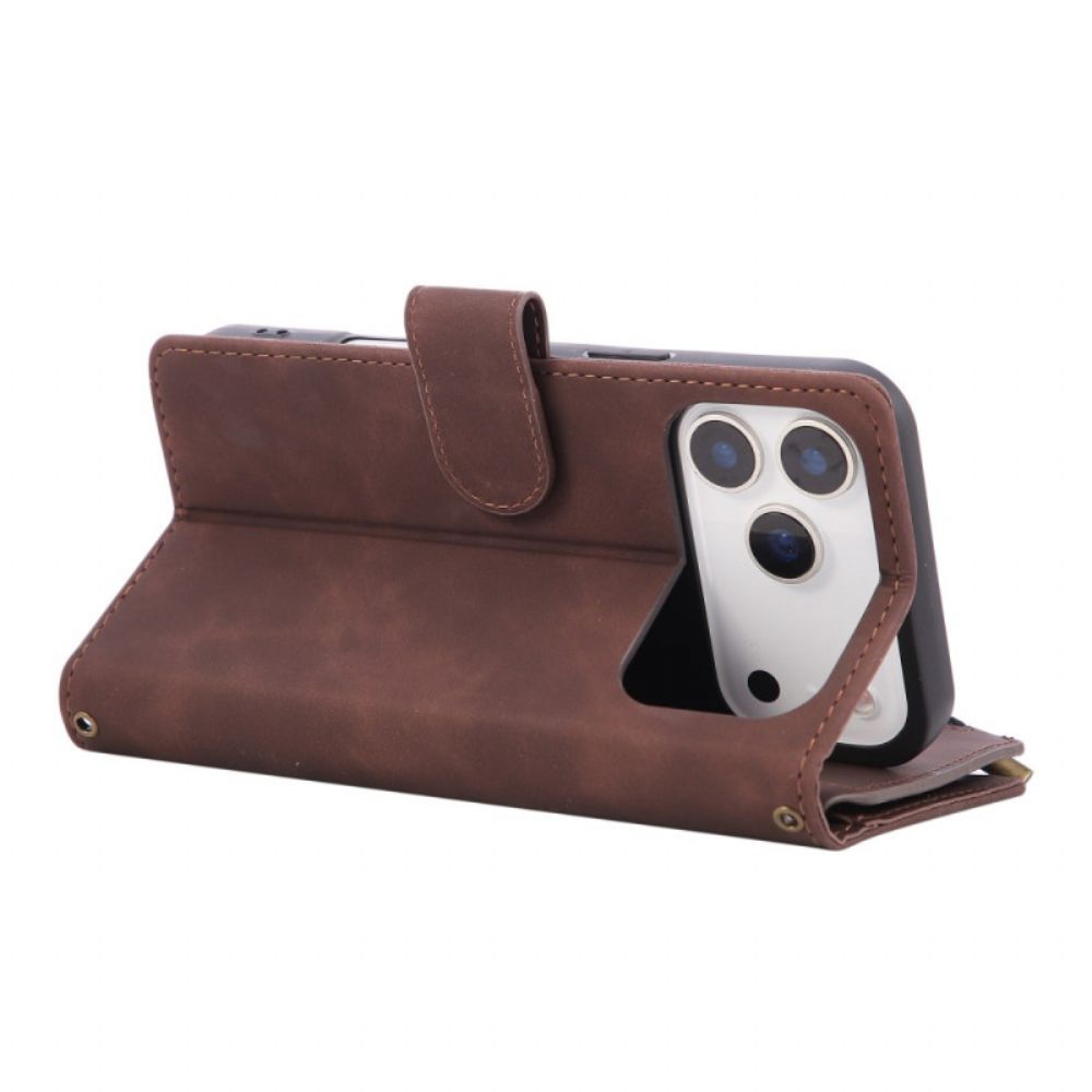 Folio-hoesje iPhone 17 Pro Max Portemonnee Met Suède-effect