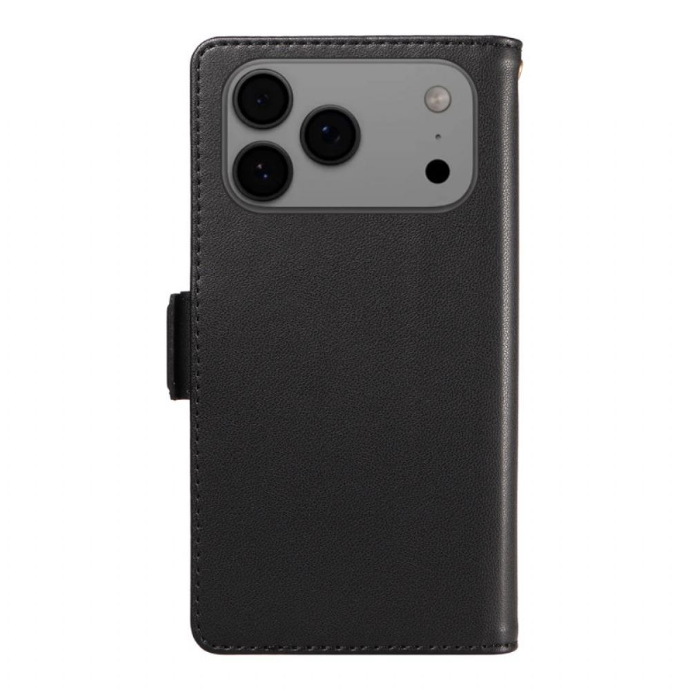 Folio-hoesje iPhone 17 Pro Max Telefoonhoesje Sleutelkoord Voor Meerdere Pasjes