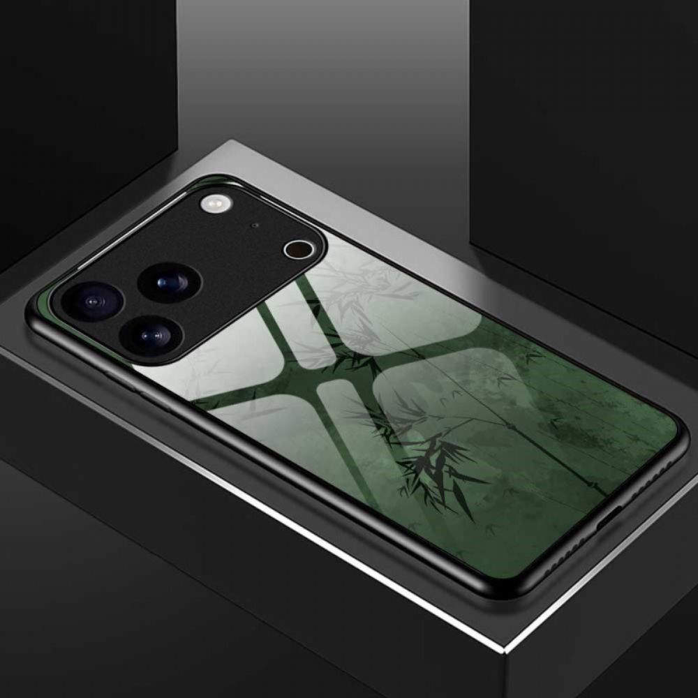 Hoesje iPhone 17 Pro Max Gehard Glas Met Bloemenprint