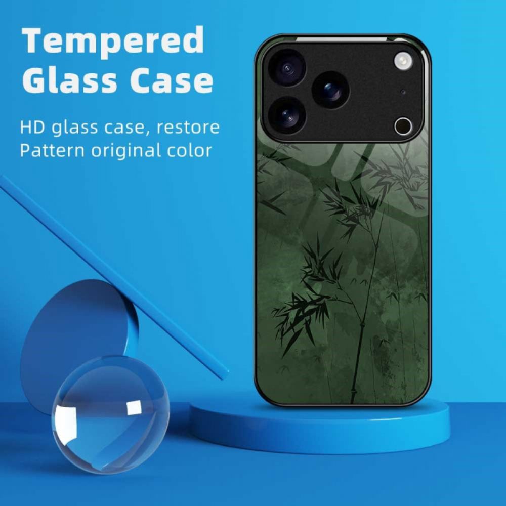 Hoesje iPhone 17 Pro Max Gehard Glas Met Bloemenprint