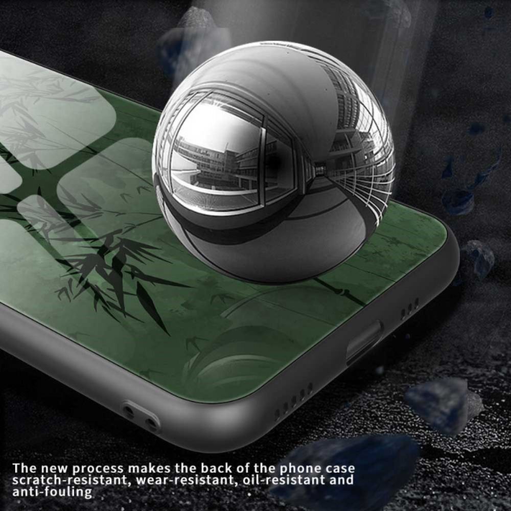 Hoesje iPhone 17 Pro Max Gehard Glas Met Bloemenprint