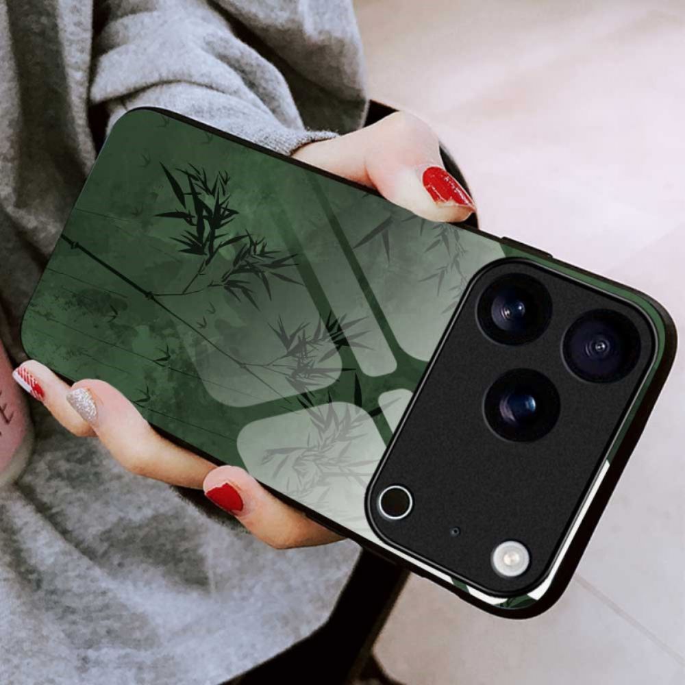 Hoesje iPhone 17 Pro Max Gehard Glas Met Bloemenprint