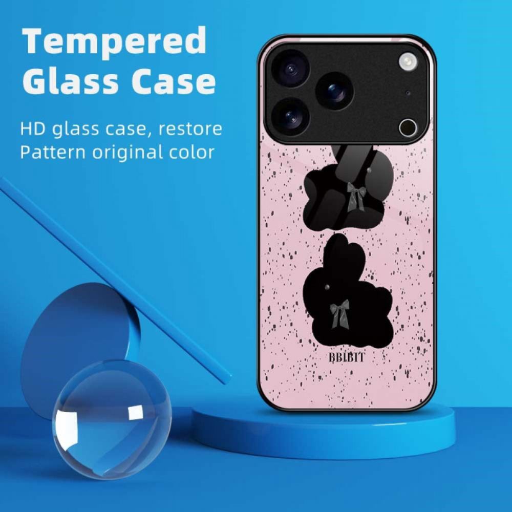 Hoesje iPhone 17 Pro Max Gehard Glas Roze En Zwart Bescherming Hoesje