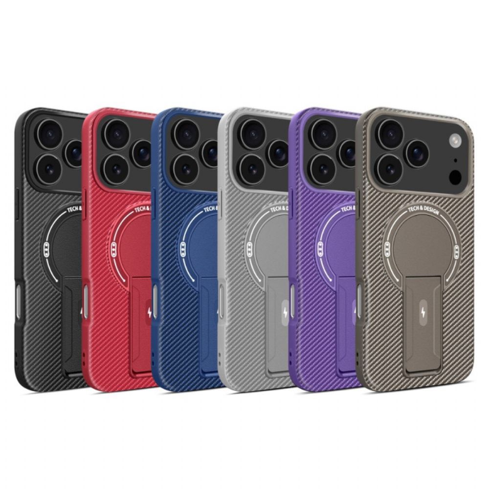 Hoesje iPhone 17 Pro Max Koolstofvezeltextuur Met Standaard