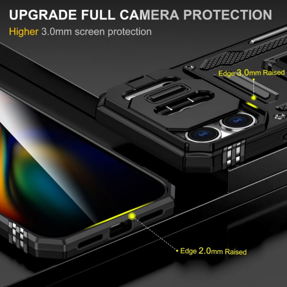 Hoesje iPhone 17 Pro Max Lenshouder En Beschermer Met Metaaleffect