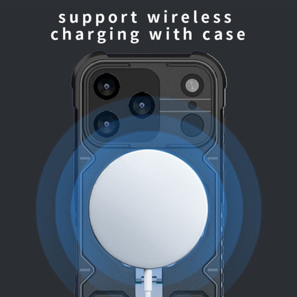 Hoesje iPhone 17 Pro Max Magsafe-compatibel Met Houder En Polsbandje Bescherming Hoesje