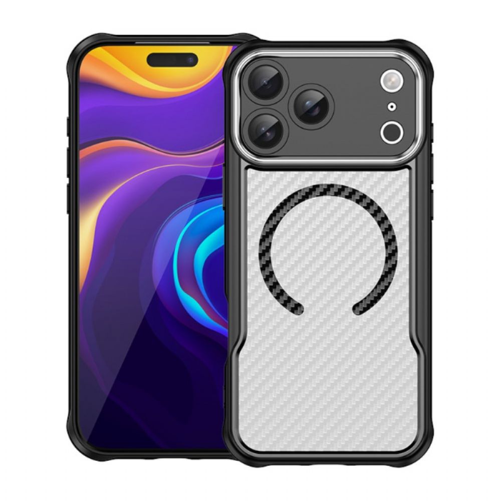 Hoesje iPhone 17 Pro Max Magsafe-compatibele Doorschijnende Koolstofvezel Bescherming Hoesje