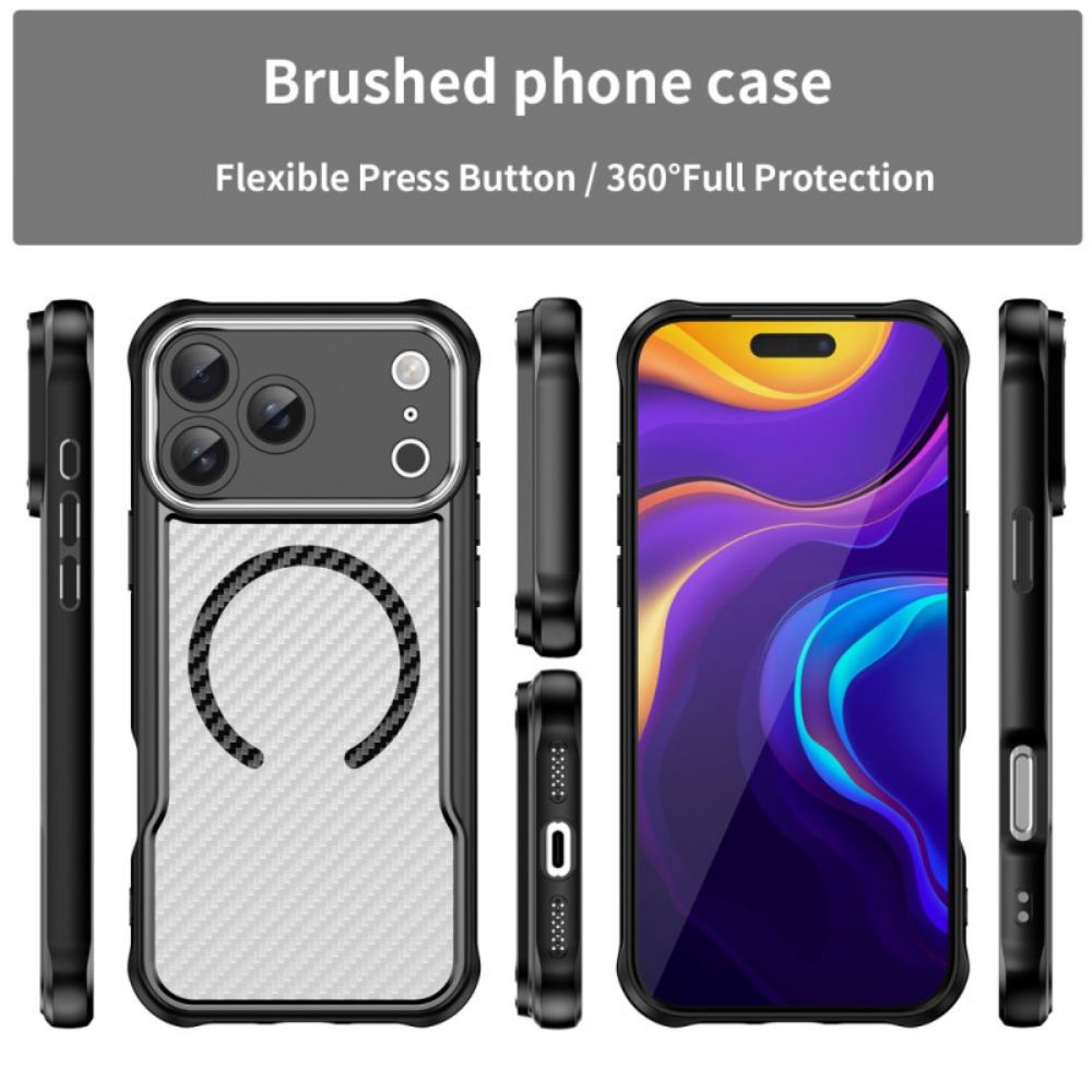 Hoesje iPhone 17 Pro Max Magsafe-compatibele Doorschijnende Koolstofvezel Bescherming Hoesje