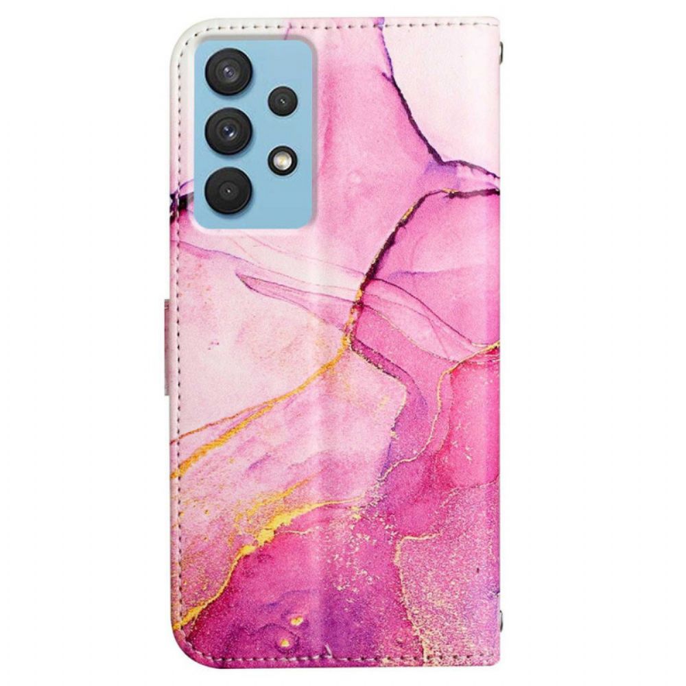 Flip Case voor Samsung Galaxy A13 Met Ketting Marmeren Band