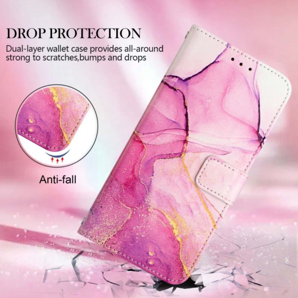 Flip Case voor Samsung Galaxy A13 Met Ketting Marmeren Band
